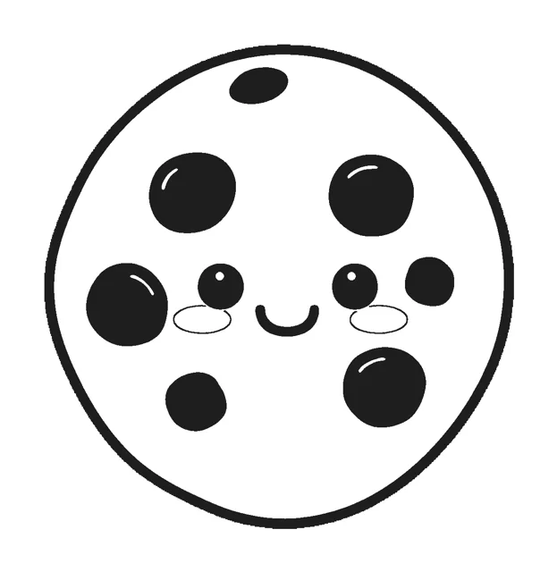 Chocolate Chip Cookie paper squishy template, black and white coloring version