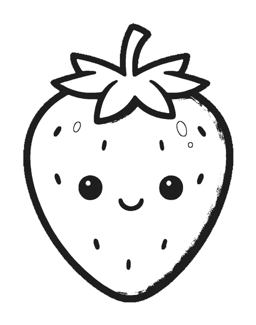 Strawberry paper squishy template, black and white coloring version